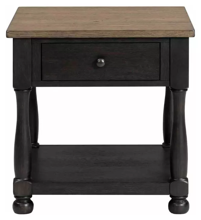 Neue Mills Weathered Black and Brown Square End Table