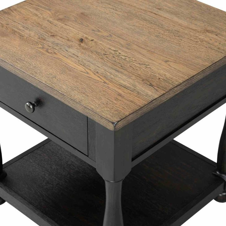 Neue Mills Weathered Black and Brown Square End Table