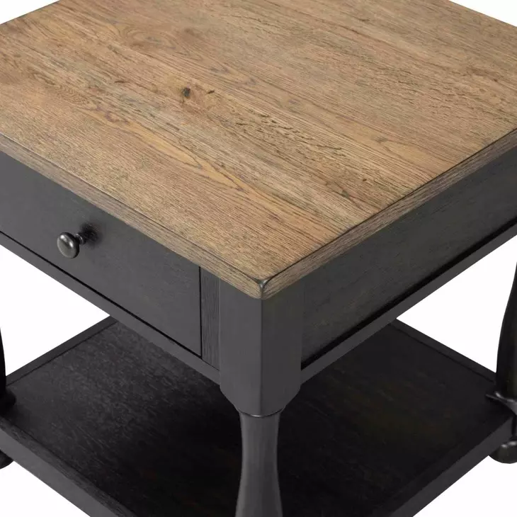 Neue Mills Weathered Black and Brown Square End Table
