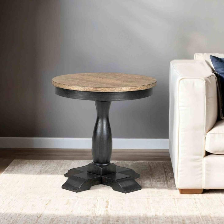 Neue Mills Weathered Black and Brown Round End Table