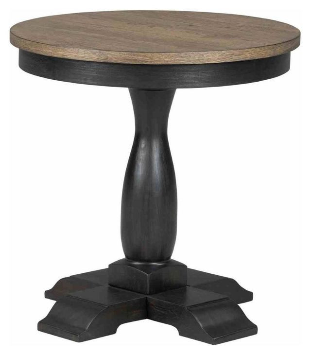 Neue Mills Weathered Black and Brown Round End Table