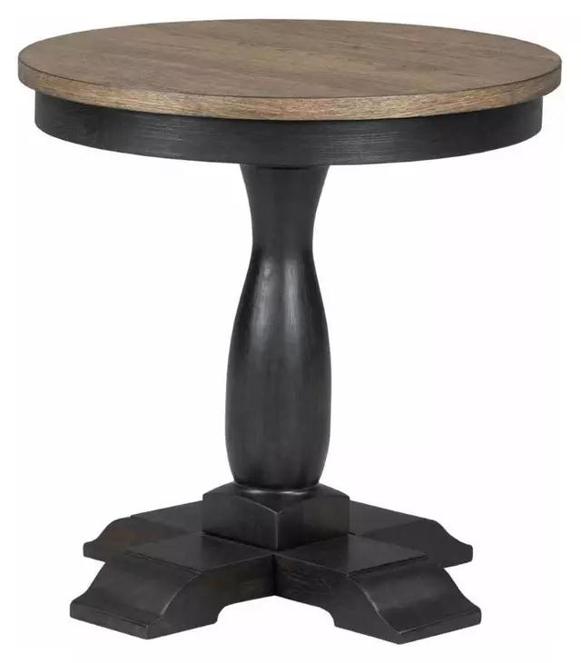 Neue Mills Weathered Black and Brown Round End Table