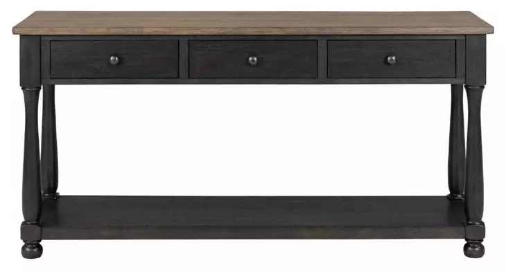 Neue Mills Weathered Black and Brown Rectangular Sofa Table