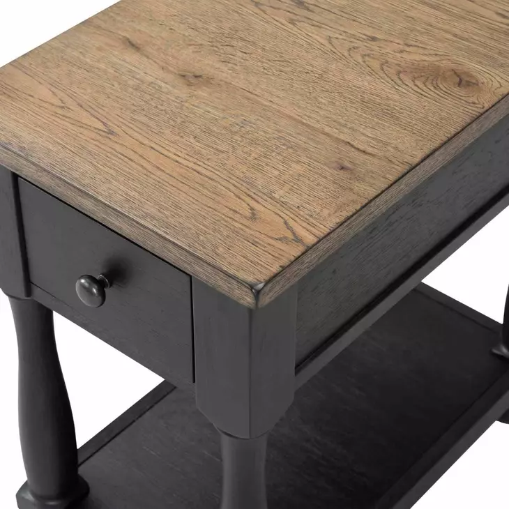 Neue Mills Weathered Black and Brown Rectangular Chairside Table