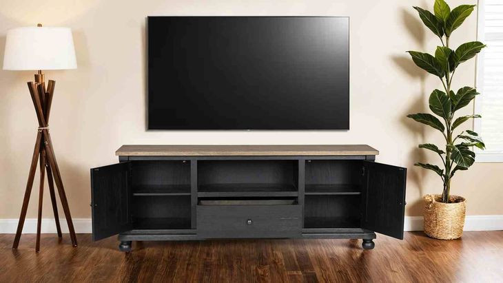 Neue Mills Weathered Black and Brown 75" TV Stand