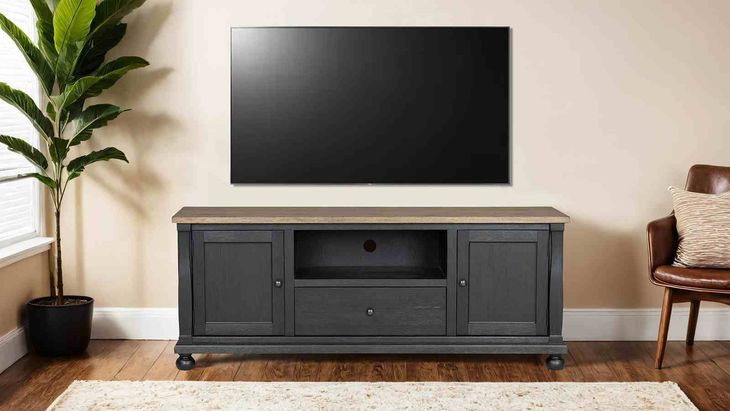 Neue Mills Weathered Black and Brown 75" TV Stand