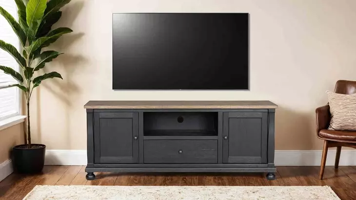 Neue Mills Weathered Black and Brown 75" TV Stand
