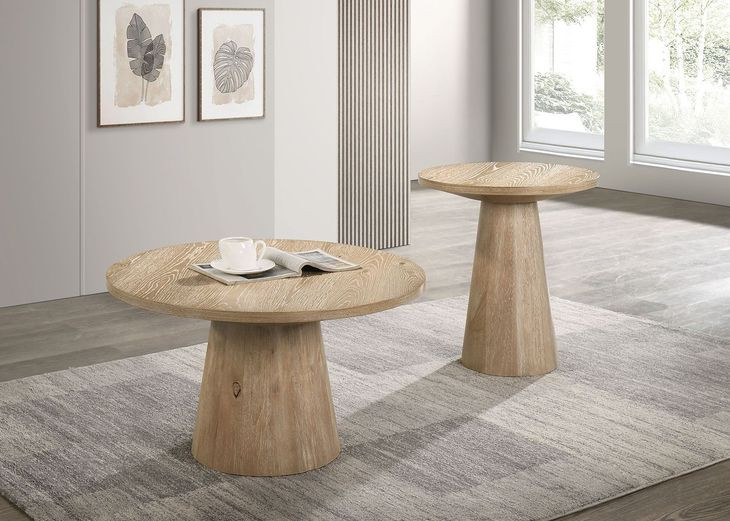 Halewood Oak Round Occasional Table Set