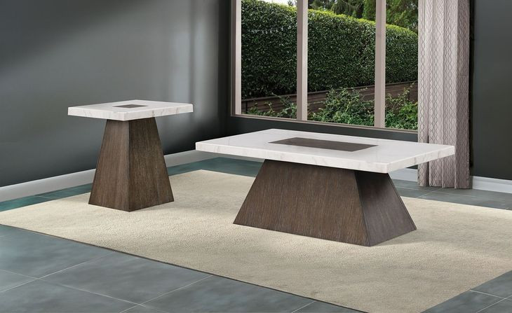 Grasten Ash Dark Walnut and White Square End Table