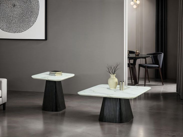 Sindal Black and White Square Marble Top Cocktail Table