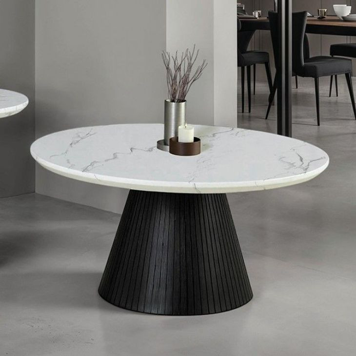 Sindal Black and White Round Marble Top Occasional Table Set