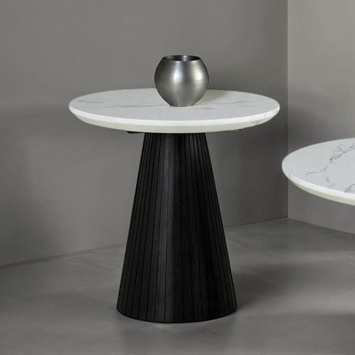 Sindal Black and White Round Marble Top End Table