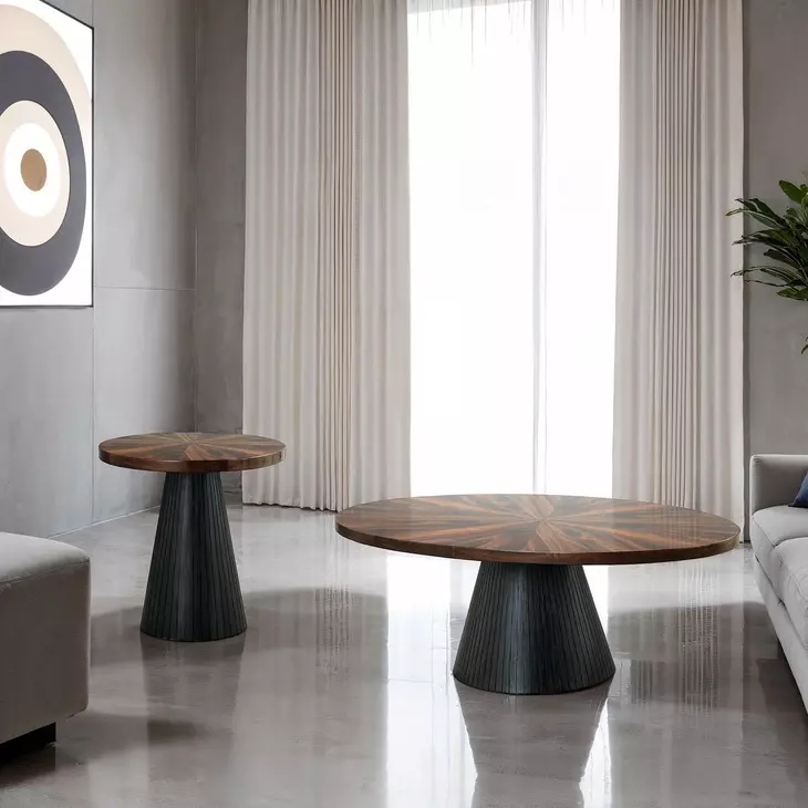 Surdal Black and Brown Oval Occasional Table Set