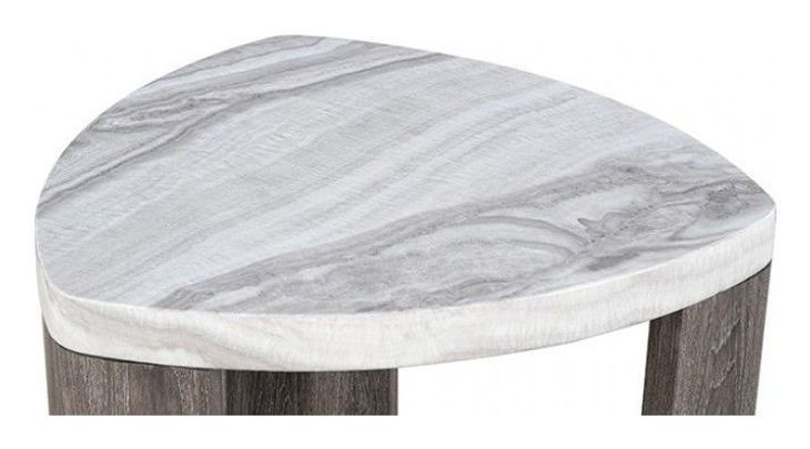 Levis White and Gray Triangular End Table with Casters