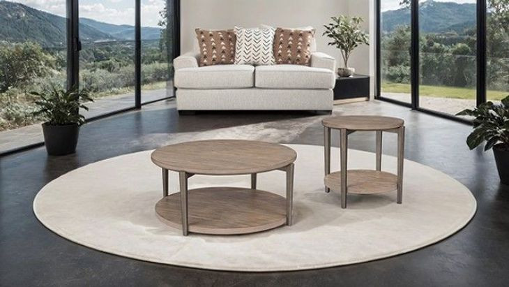 Roros Natural Round Occasional Table Set with Casters