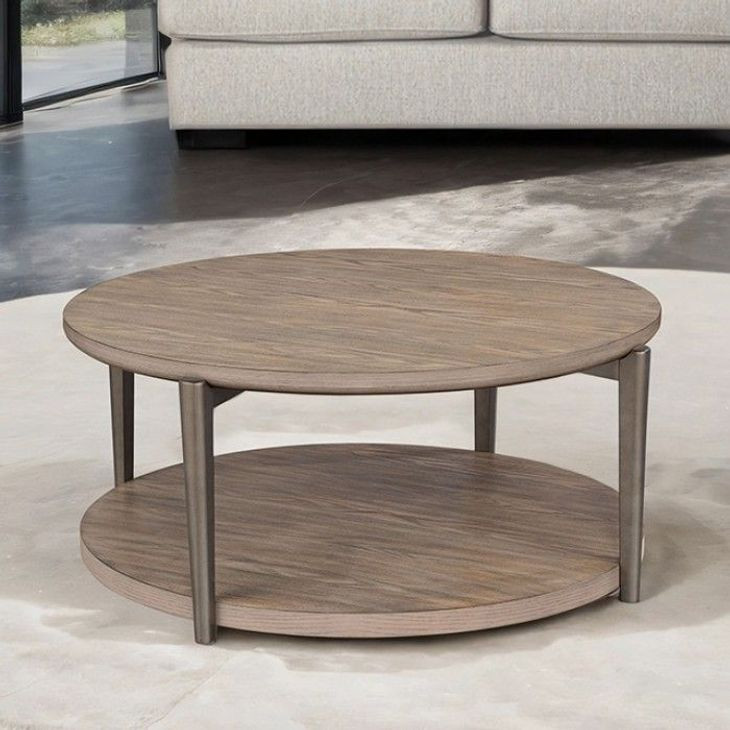 Roros Natural Round Occasional Table Set with Casters