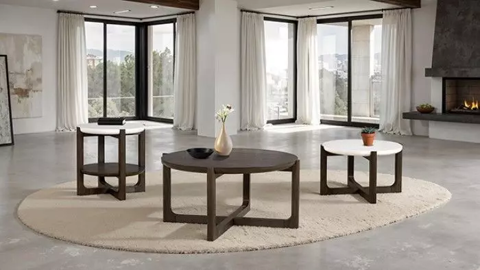 Vellara Dark Walnut 42" Round Occasional Table Set