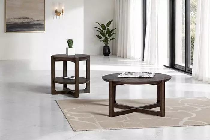 Vellara Dark Walnut Round End Table