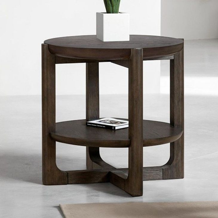 Vellara Dark Walnut Round End Table