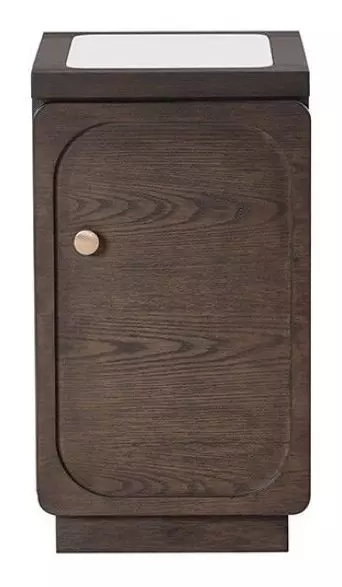 Vellara Dark Walnut and White Rectangular Quartz Stone Top Sofa Table with USB Charging