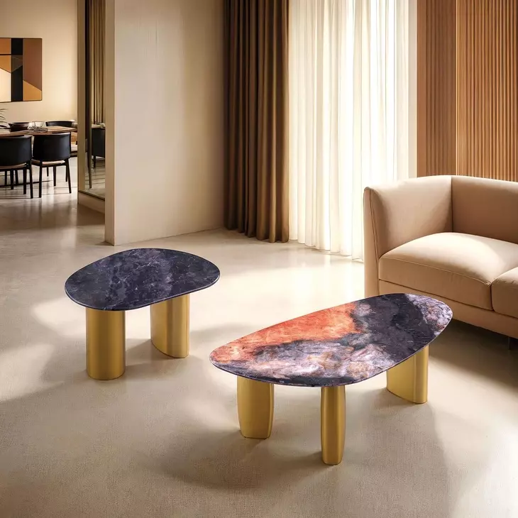 Northwich Black and Matte Gold Rectangular Sintered Stone Top End Table