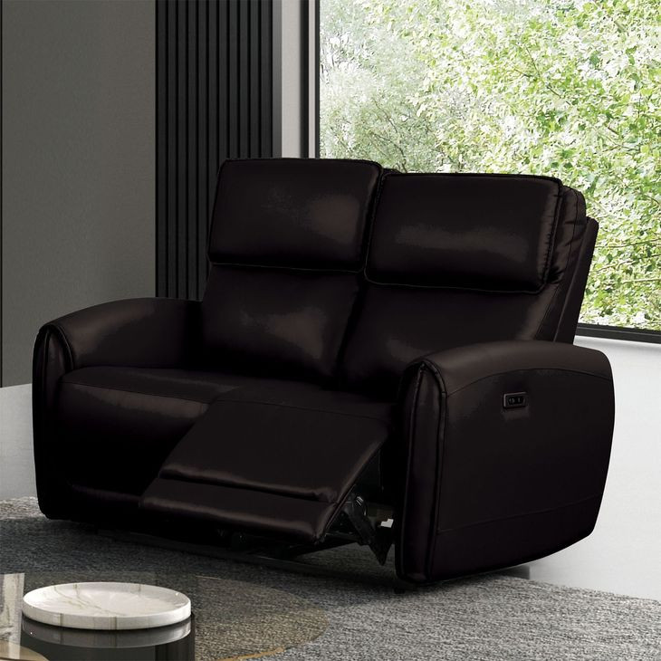 Schlieren Black 57" Power Reclining Loveseat with USB Charging