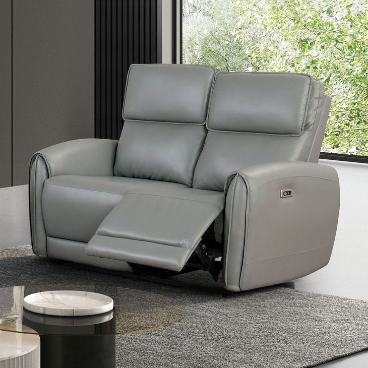 Schlieren Gray 57" Power Reclining Loveseat with USB Charging