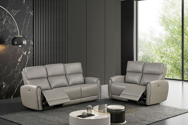 Schlieren Gray Power Reclining Living Room Set with USB Charging