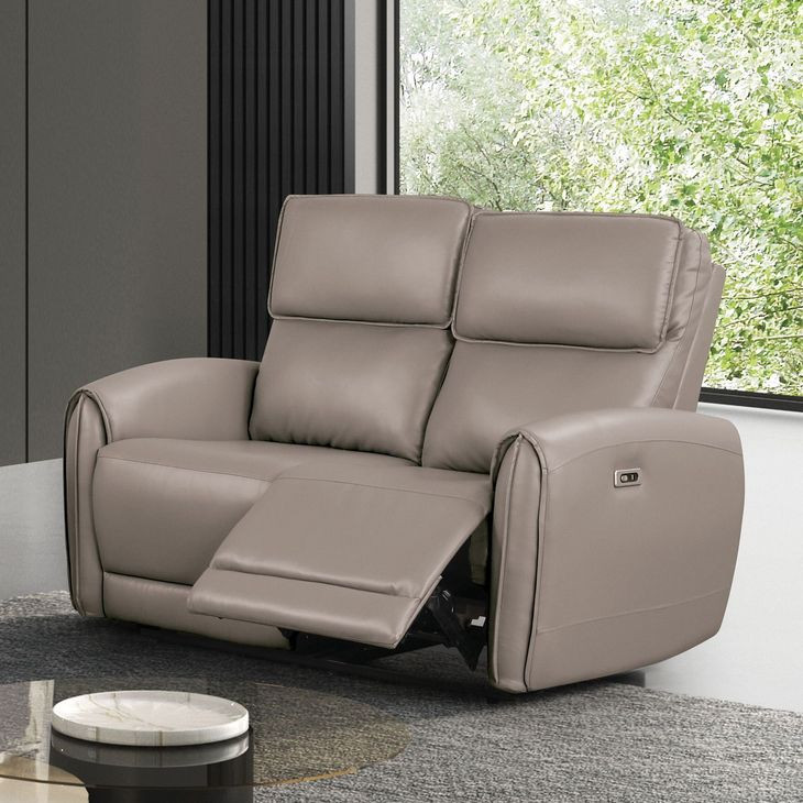 Schlieren Light Brown 57" Power Reclining Loveseat with USB Charging