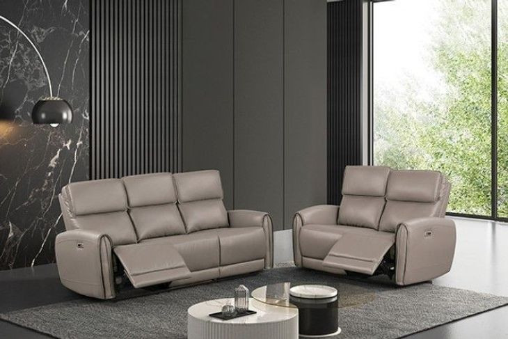 Schlieren Light Brown 81" Power Reclining Sofa with USB Charging