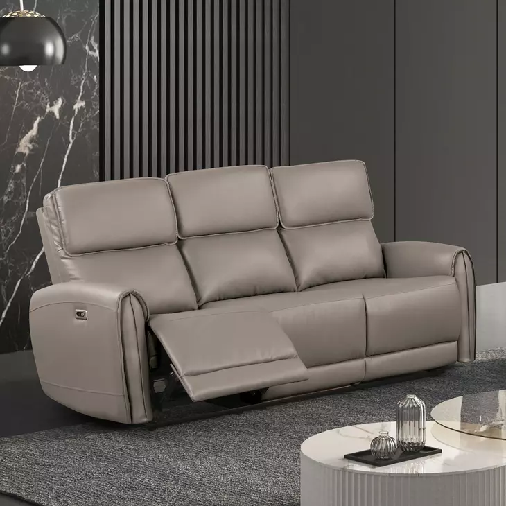 Schlieren Light Gray Power Reclining Living Room Set with USB Charging