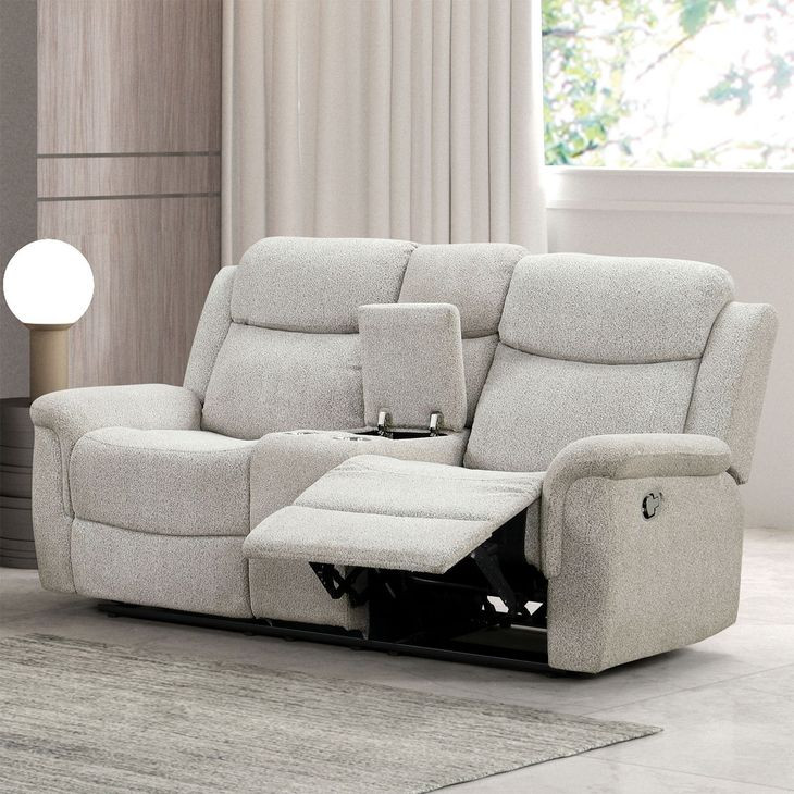 Sandbach Light Gray 68" Manual Reclining Loveseat with Console