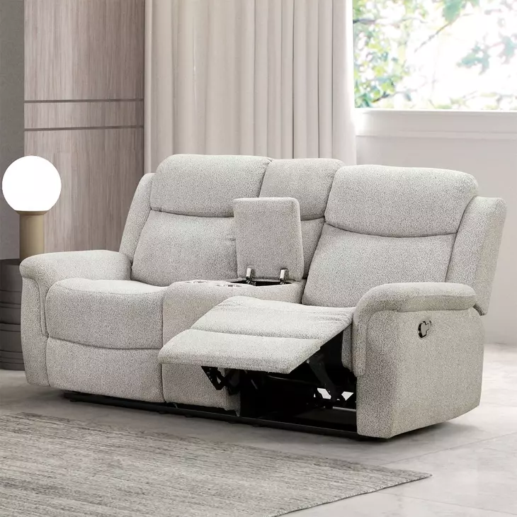 Sandbach Light Gray 68" Manual Reclining Loveseat with Console