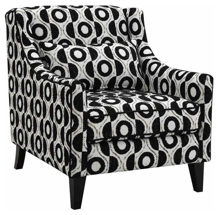 Viviani Black and White Upholstered Accent Chair with Pillow