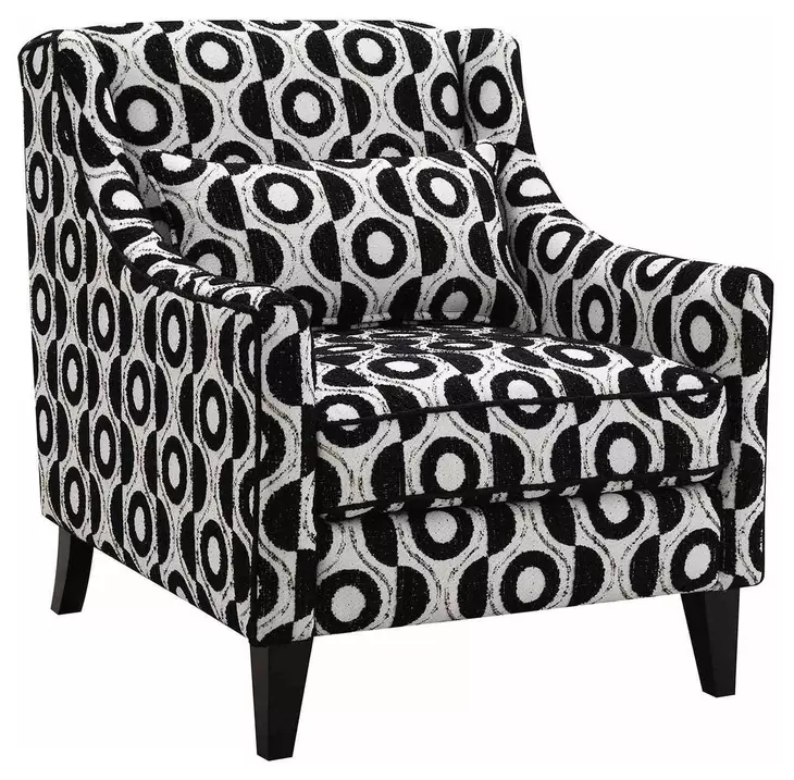 Viviani Black and White Upholstered Accent Chair with Pillow