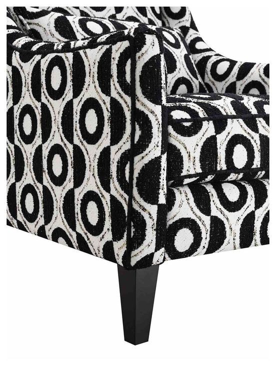 Viviani Black and White Upholstered Accent Chair with Pillow
