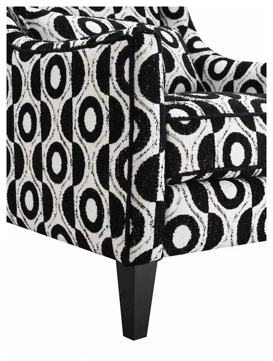 Viviani Black and White Upholstered Accent Chair with Pillow