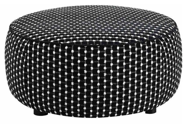 Viviani Black Upholstered Square Ottoman