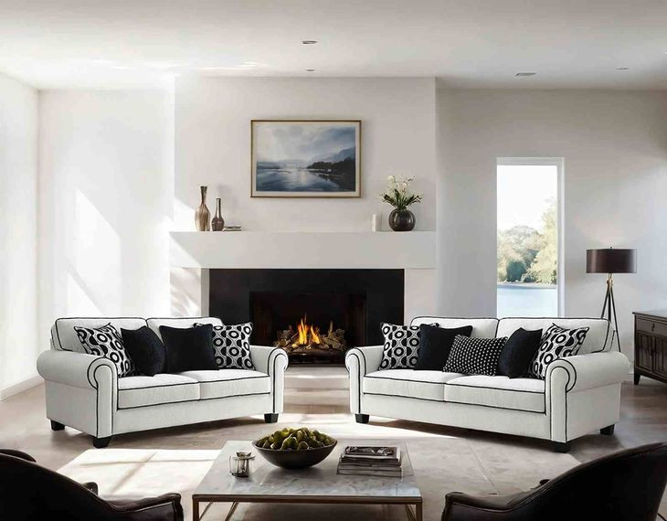 Viviani White and Black Living Room Set