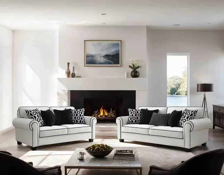 Viviani White and Black Living Room Set