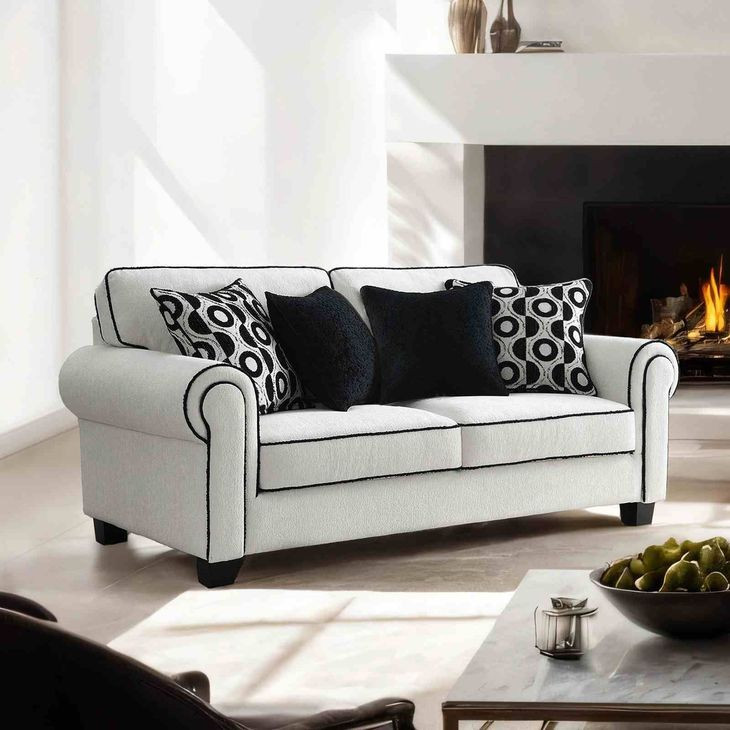 Viviani White and Black 69" Loveseat