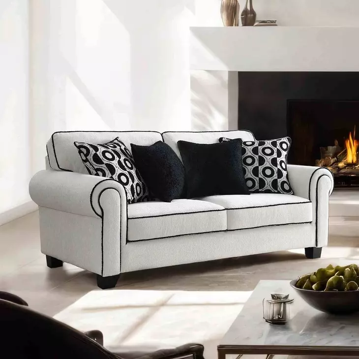 Viviani White and Black 69" Loveseat