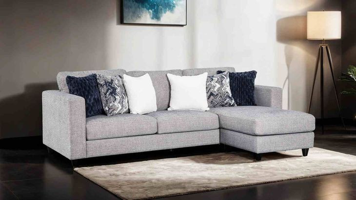 Harlow Light Gray 2 Piece Modular Sectional with RAF Chaise and Pillow