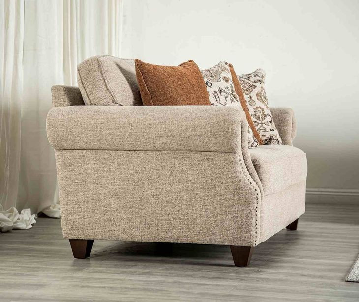 Buckhurst Taupe 67" Loveseat with Nailhead Trim