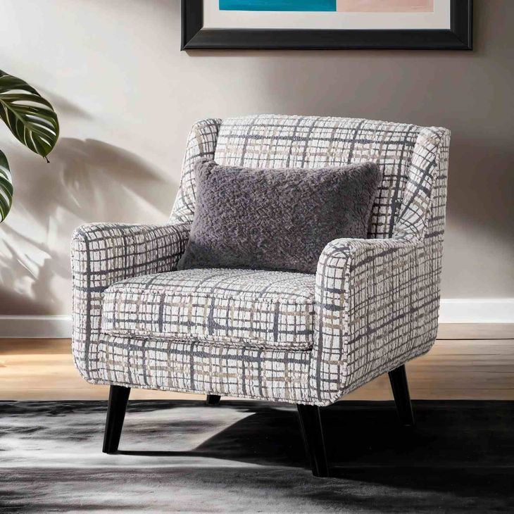 Turnham White and Black Upholstered Accent Chair with Pillow