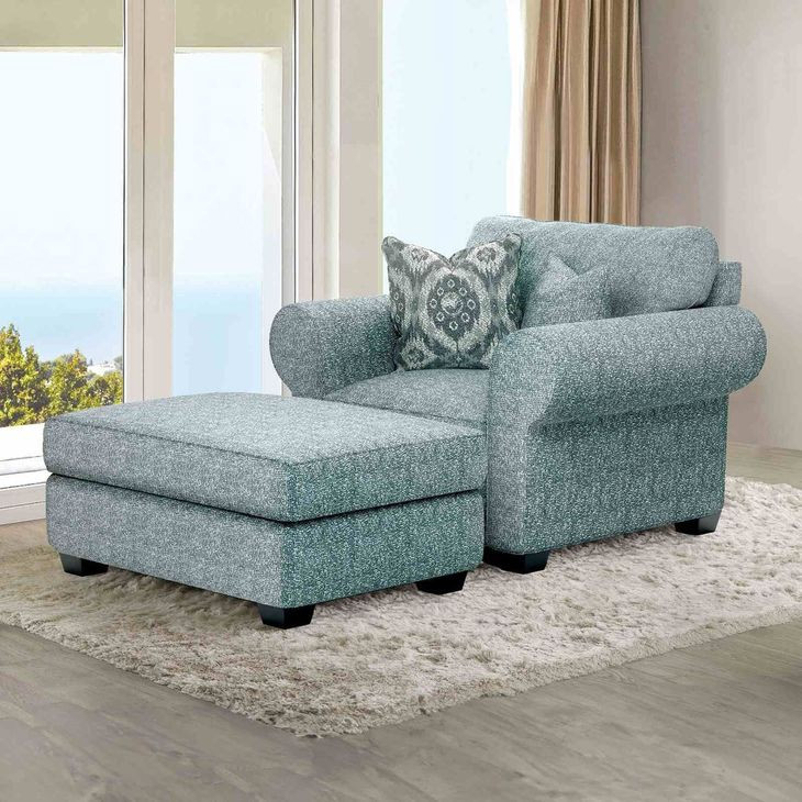 Queensbury Teal Upholstered Accent Chair with Pillow