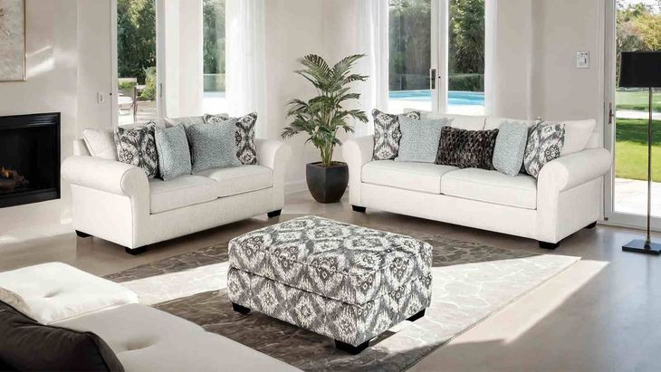 Queensbury White 89" Sofa