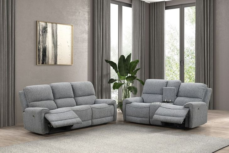 Morcote Gray Power Reclining Living Room Set with USB Charging