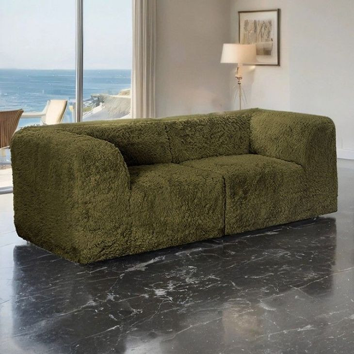 Nappi Olive Green 80" Modular Loveseat