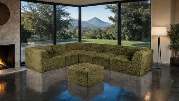 Nappi Olive Green Square Ottoman